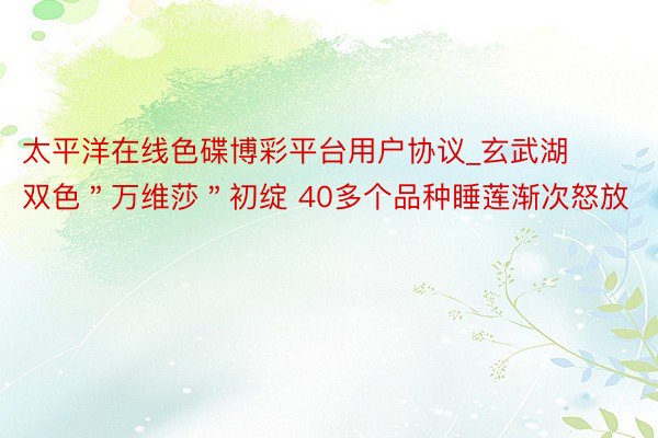 太平洋在线色碟博彩平台用户协议_玄武湖双色＂万维莎＂初绽 40多个品种睡莲渐次怒放