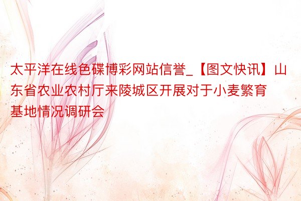 太平洋在线色碟博彩网站信誉_【图文快讯】山东省农业农村厅来陵城区开展对于小麦繁育基地情况调研会